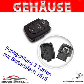 Ersatz Funkgehuse geeignet fr Audi - 3 Tasten mit Batterfach 1616
