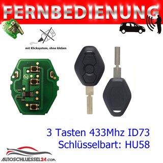Ersatz Fernbedienung geeignet fr BMW -3 Tasten  433 MHz  HU58 EWS