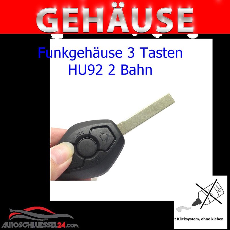 Ersatz Funkgehäuse geeignet für BMW - 3 Tasten HU92 2 Bahn, 9,99 €