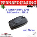 Ersatz Fernbedienung geeignet fr Fiat 3 Tasten 433 Mhz...