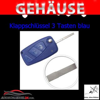 Ersatz Klappschlssel geeignet fr Fiat - 3 Tasten in blau