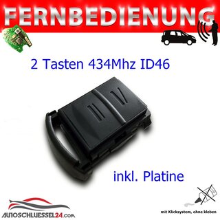 Ersatz Fernbedienung geeignet fr Opel - 2 Tasten 434 MHz HU100, ID46 geeignet fr Corsa C 2000-2006, Meriva A 2002-2008, Combo 2002-2008