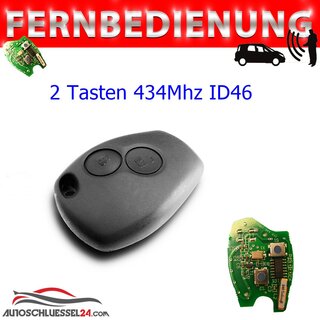 Ersatz Fernbedienung geeignet fr Dacia/Renault  - 2 Tasten 434 MHz ID46 7946