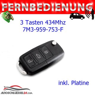 Ersatzfernbedienung fr Volkswagen - 3 Tasten id46 Toureg 2005-2009, Phaeton 2003-2007 Keyless