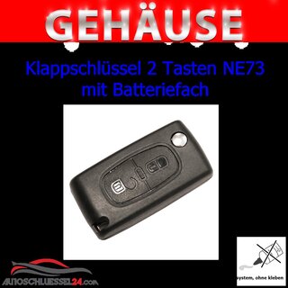 Ersatz Klappschlssel geeignet fr Citroen- 2 Tasten NE73 mit Batteriefach