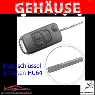 Ersatz Klappschlssel geeignet fr Mercedes Benz - 3 Tasten mit HU64