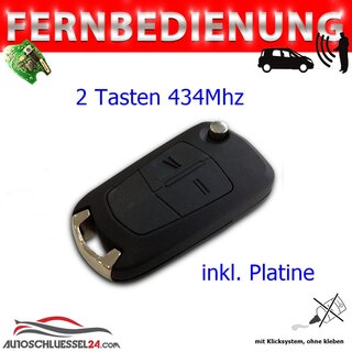 Ersatz Fernbedienung geeignet fr Opel - 2 Tasten  434 MHz fr Vectra C, HU100