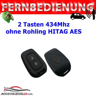 Ersatz Fernbedienung geeignet fr Renault - 2 Tasten 434MHz,  Ohne  Rohling HITAG AES